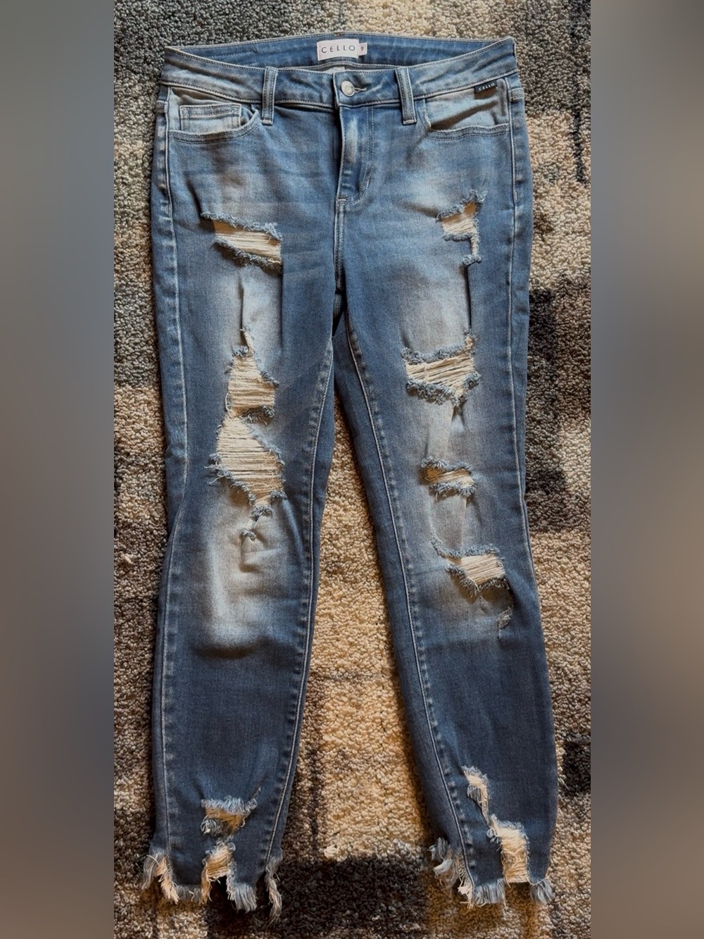 Cello Women's Distressed Jeans - Medium Blue
